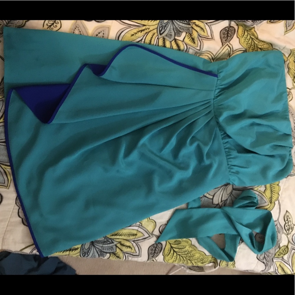 Express teal strapless dress